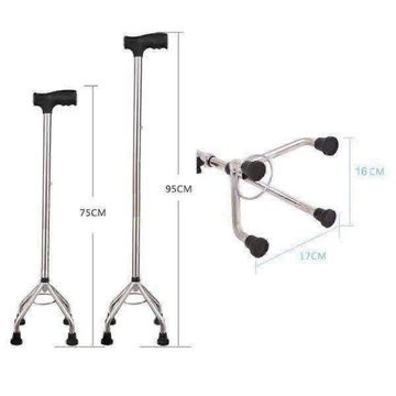 Gậy 4 chân hợp kim nhôm, chân đế đen (loại thấp / loại cao)